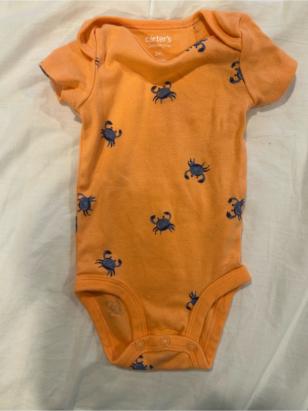 carter's Orange Bodysuit with Navy Crab Print